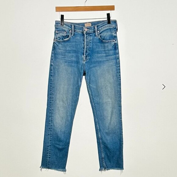 Mother High Rise Tomcat Flood Fray Flag Me Down  Straight Leg Jeans Size 29 - Picture 1 of 13
